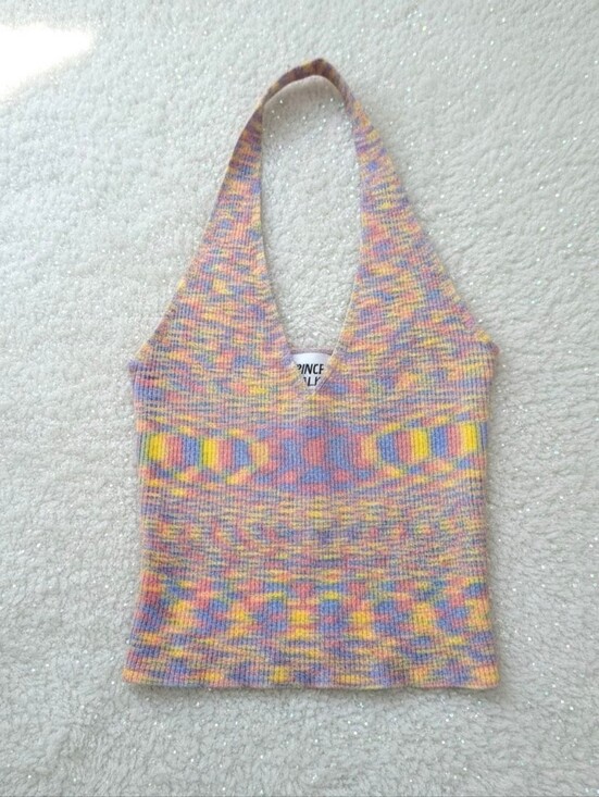 Princess Polly Tops - Princess Polly Multicolor Pastel Knit Halter Tank Top